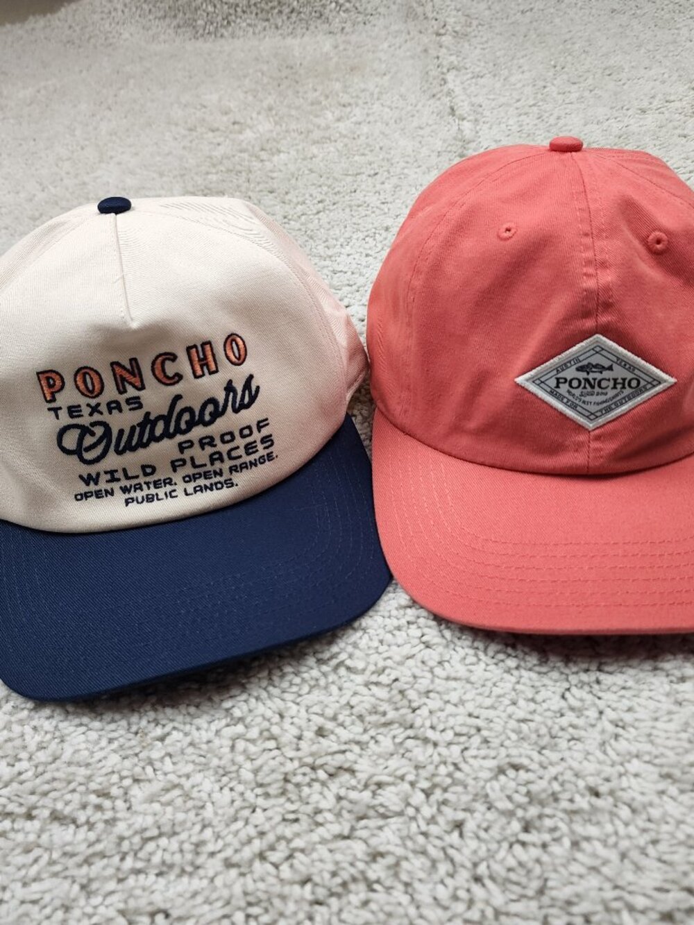 Poncho Outdoors x2 Trucker Golf Fishing hats Adjustable Strap Hiking Camp USA
